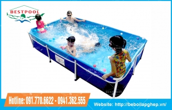 Bể bơi khung kim loại mini phù hợp với mọi gia đình